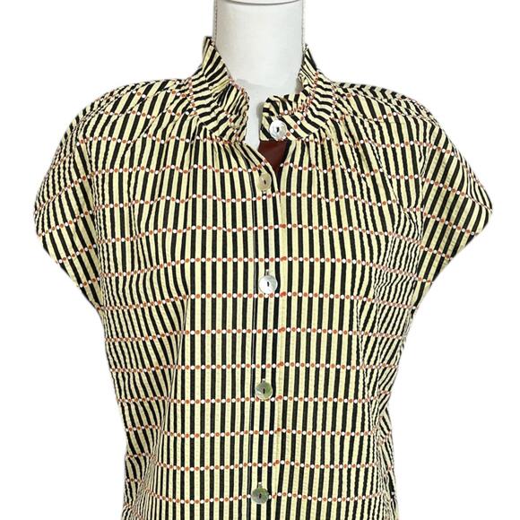 THML Faith Button Up Dress Womens Medium Rue Stripe Dot NWT - Picture 3 of 10